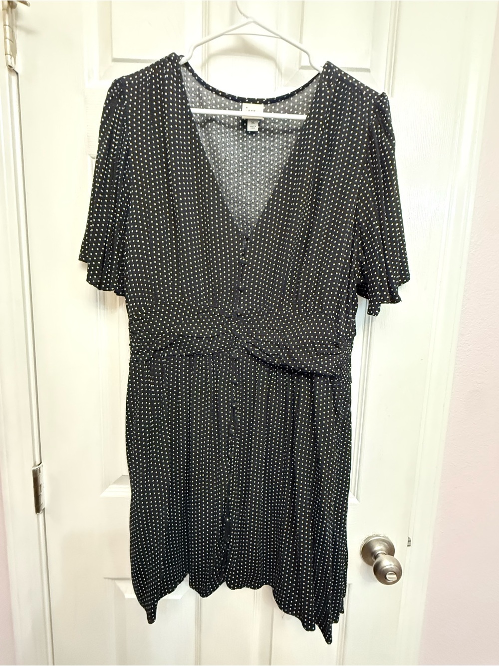 a new day Black Mini Dress with White Polka Dots